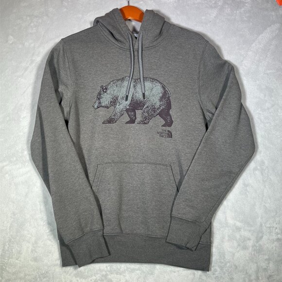 The North Face Hoodie Mens S Gray Pullover Sweatshirt Bear Logo Outdoors Nature - Picture 1 of 7